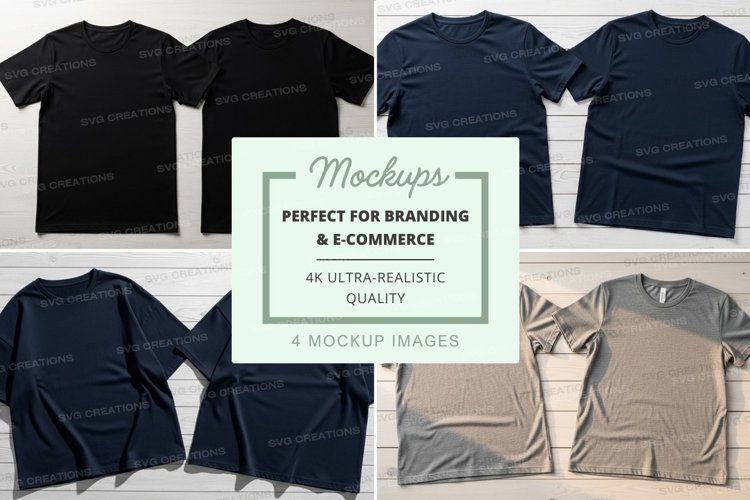 Realistic t-shirt mockups for branding and e-commerce displa