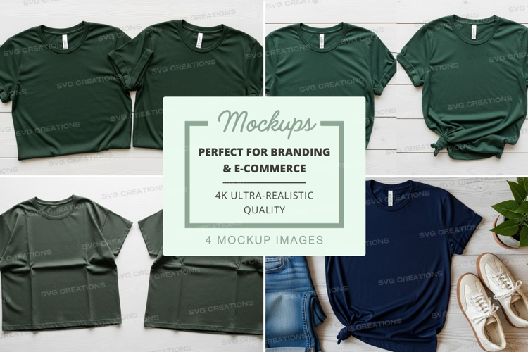 Realistic t-shirt mockups for branding and e-commerce displa