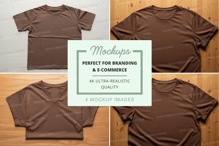 Brown t-shirt mockup branding ecommerce realistic display