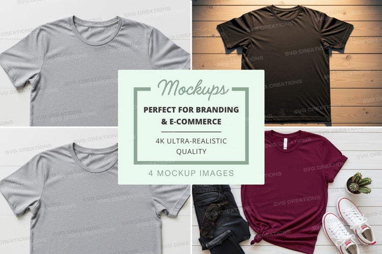 Realistic t-shirt mockups for branding and e-commerce