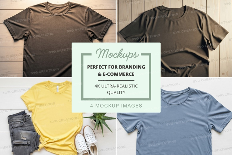 Realistic t-shirt mockups for branding and e-commerce displa