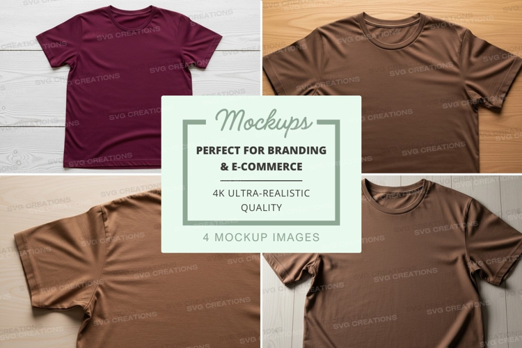 Realistic t-shirt mockups for branding and e-commerce displa