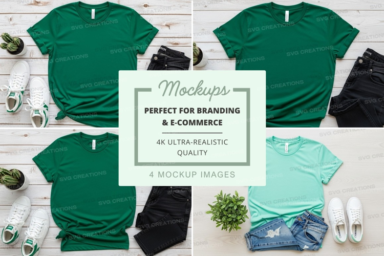 Realistic t-shirt mockups for branding and e-commerce displa