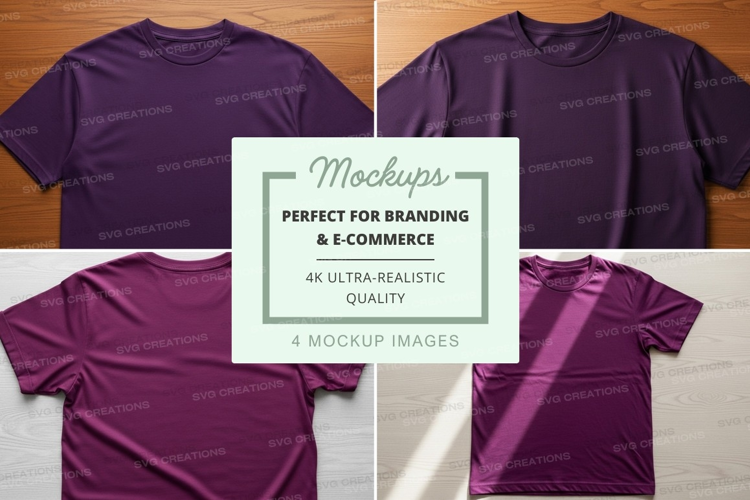 Purple t-shirt mockup branding ecommerce display ultra reali