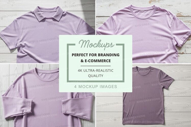 Blank purple t-shirt mockups for branding ultra realistic example image 1