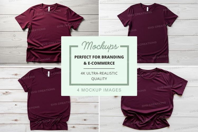 Burgundy t-shirt mockup branding e-commerce display