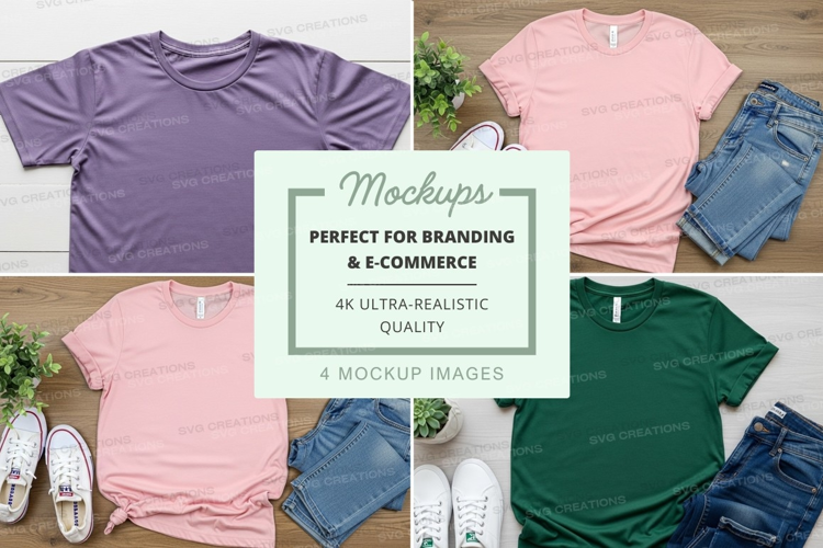 T-shirt mockups branding ultra realistic display flat lay