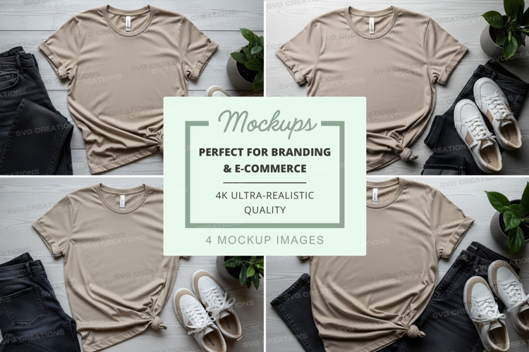 Minimalist beige t-shirt mockup for ultra realistic branding
