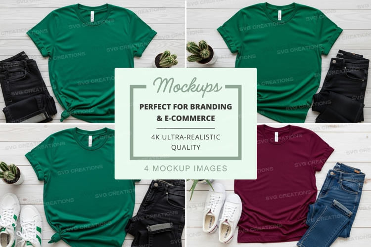 Green t-shirt mockup branding ultra realistic display