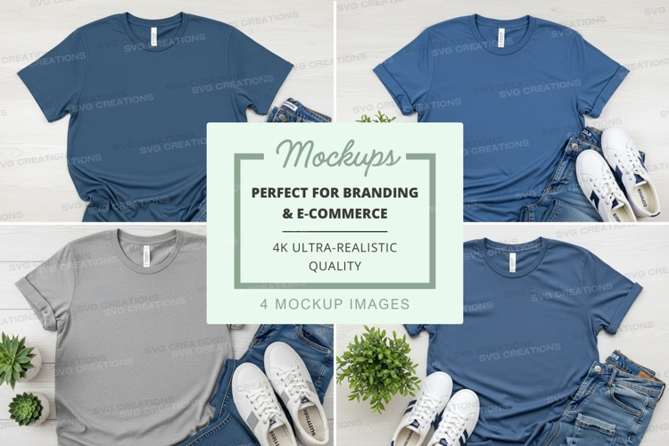 Blue T-Shirt Mockup Realistic Branding Ecommerce Display