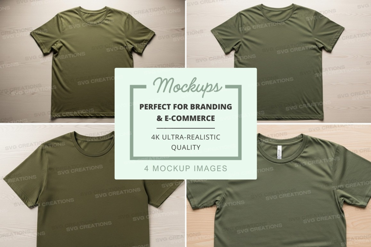 Green t-shirt mockup branding ecommerce realistic display
