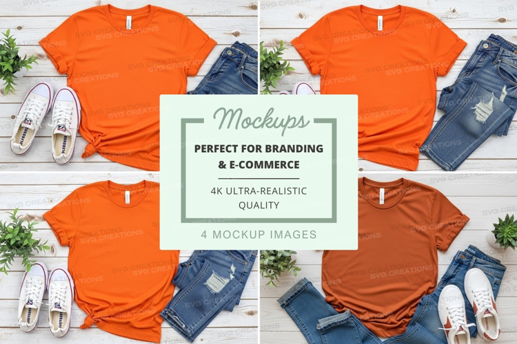 Branding mockup t-shirt jeans shoes ultra realistic flat lay