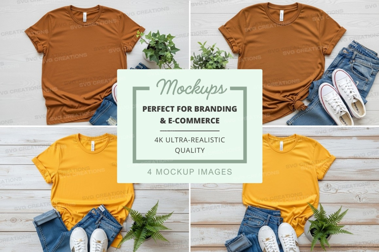 T-shirt mockups branding ultra realistic display flat lay