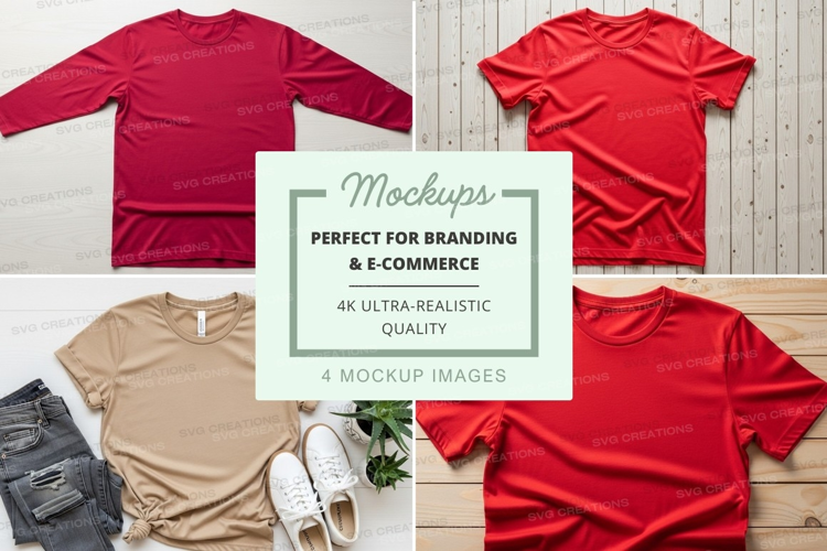 Red t-shirt mockup branding ultra realistic display
