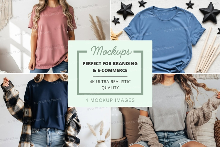 Casual t-shirts collection mockup