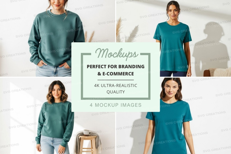 Casual teal apparel collection mockup