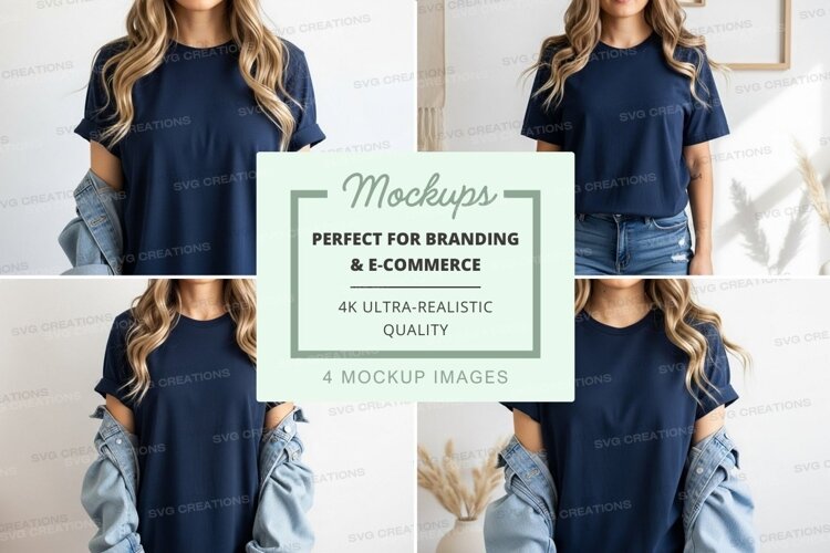 Casual blue t-shirt and jeans outfit mockup example image 1