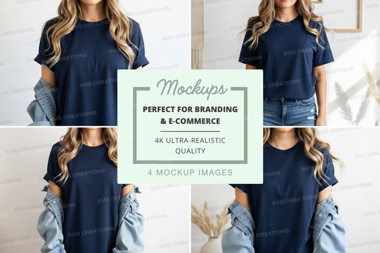Casual blue t-shirt and jeans outfit mockup