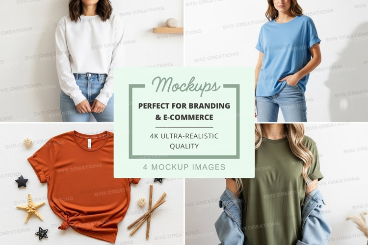 Casual t-shirts collection mockup