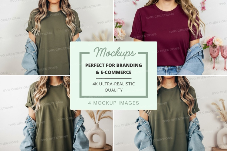 Casual tunic tops with denim jackets mockup
