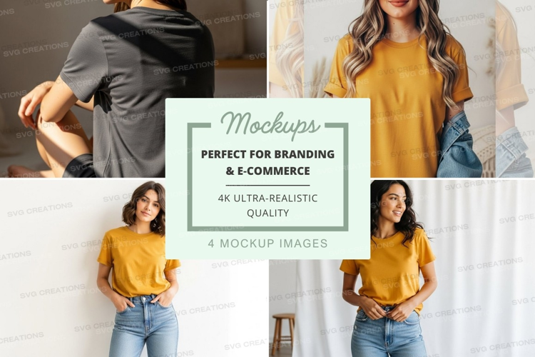Mustard yellow t-shirt mockup
