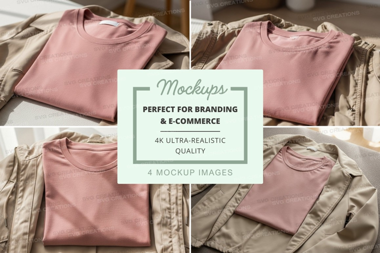 Mockup: display of pink and beige clothing items