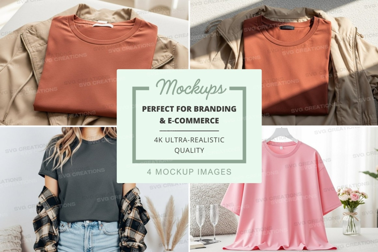 Casual plaid sleeve t-shirt mockup