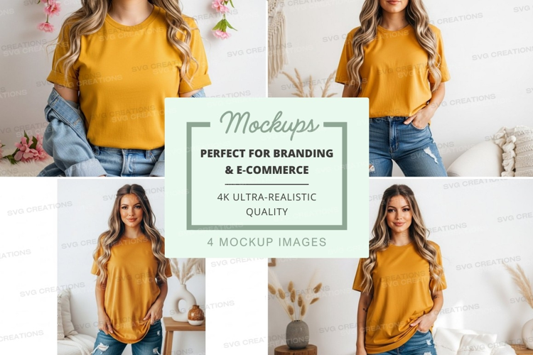 Mustard yellow t-shirt mockup