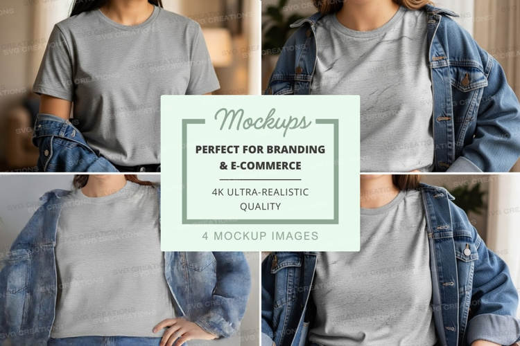 Casual outfit with denim jacket mockup