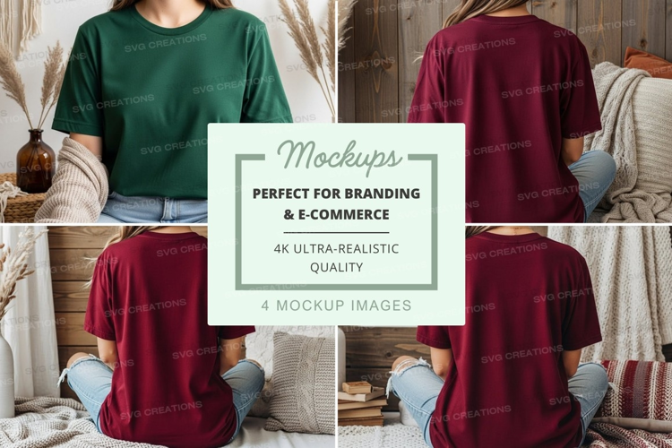 Mockup: casual t-shirts in cozy indoor setting