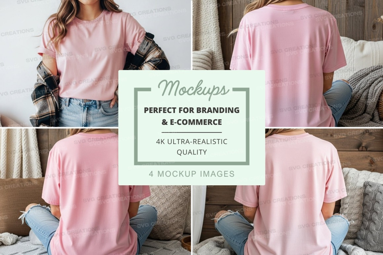Casual pink t-shirt mockup