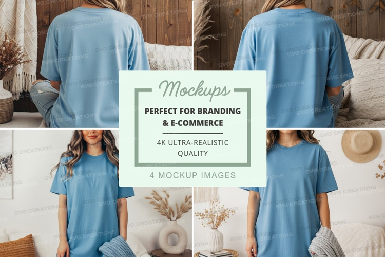 Cozy blue t-shirt mockup