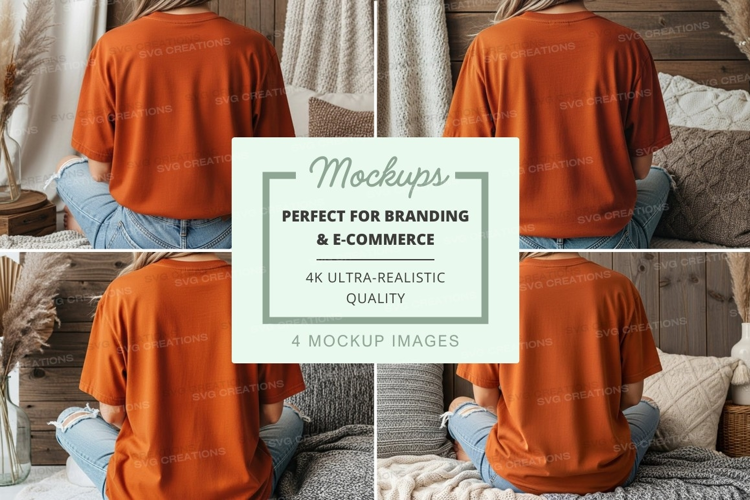 Mockup: group of people wearing orange shirts