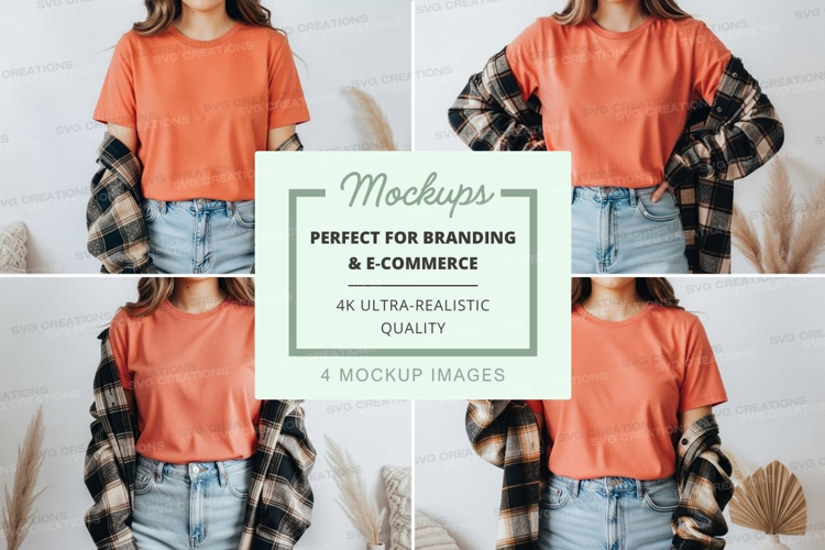 Mockup: orange blouse with plaid sleeves