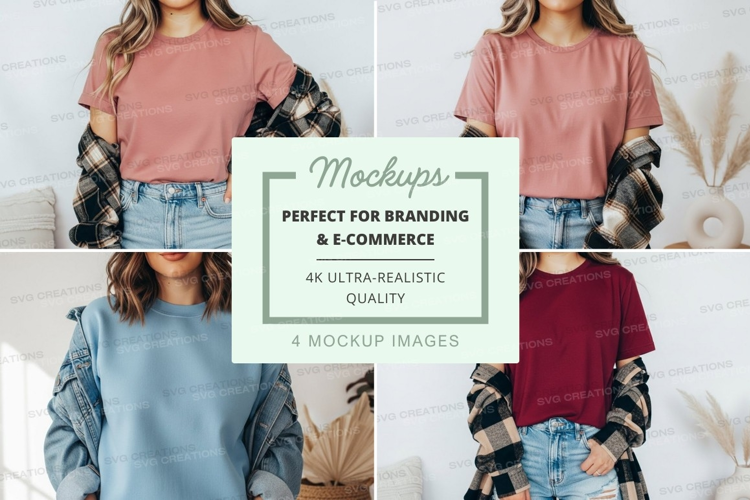 Mockup: casual plaid sleeve t-shirts