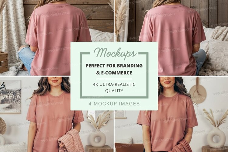Casual pink t-shirt mockup example image 1