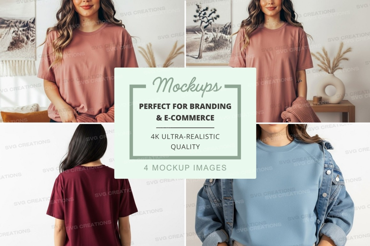 Casual oversized t-shirts mockup