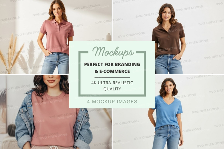 Casual women's t-shirts and polo shirts mockup