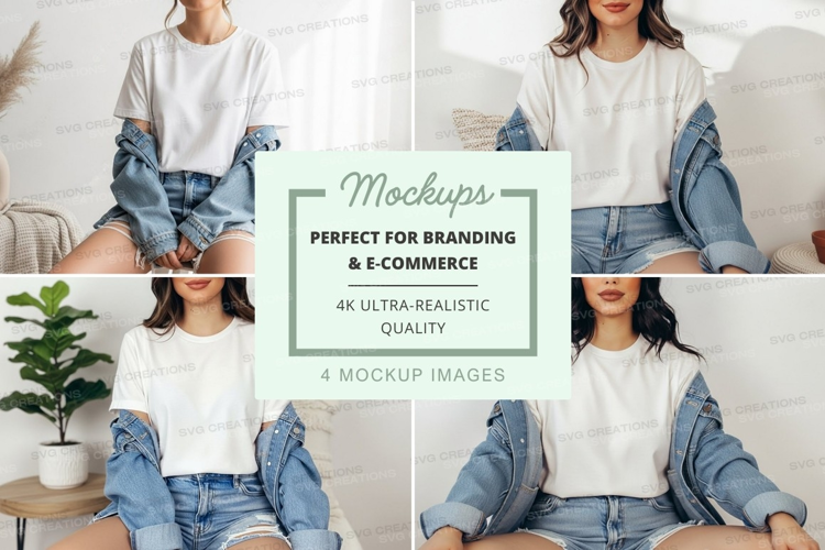 Casual comfort in denim and white t-shirt