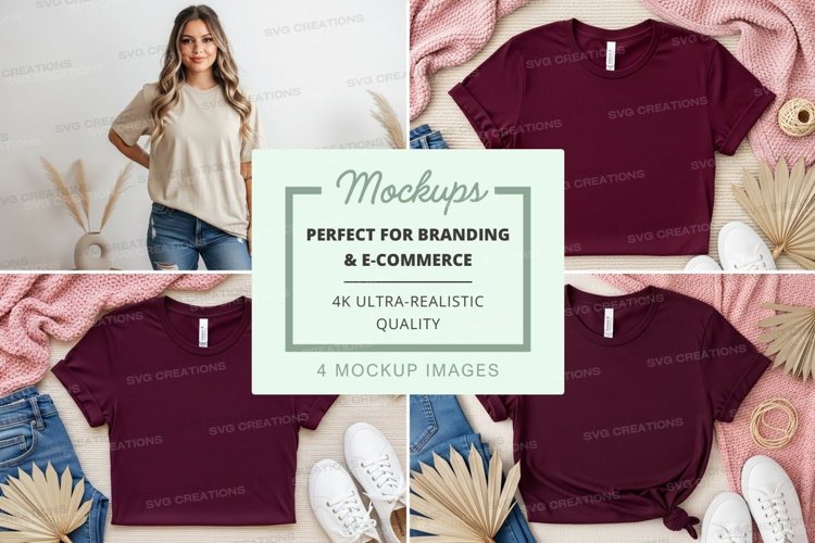 Mockup of t-shirts with model and accessories