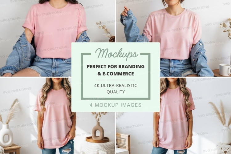 Casual pink t-shirt mockup