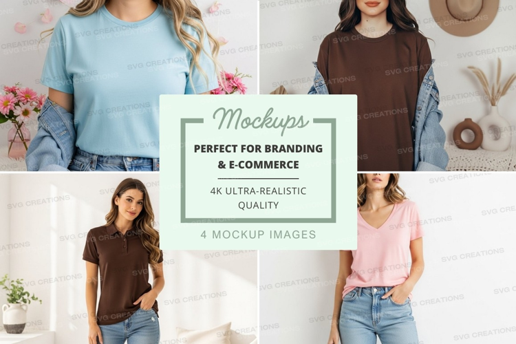 Casual t-shirt collection mockup