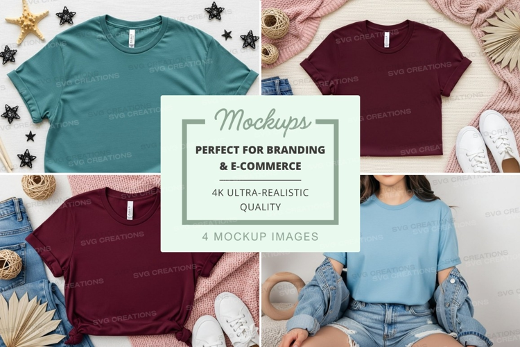 Mockup of t-shirts in various colors