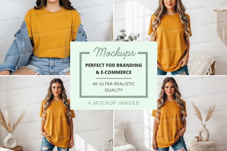 Mustard yellow t-shirts mockup
