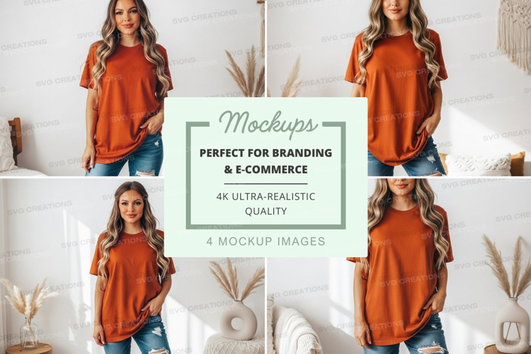 Orange casual t-shirt mockup