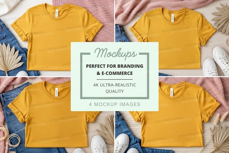 Mustard yellow t-shirt mockup example image 1