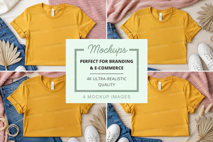 Mustard yellow t-shirt mockup
