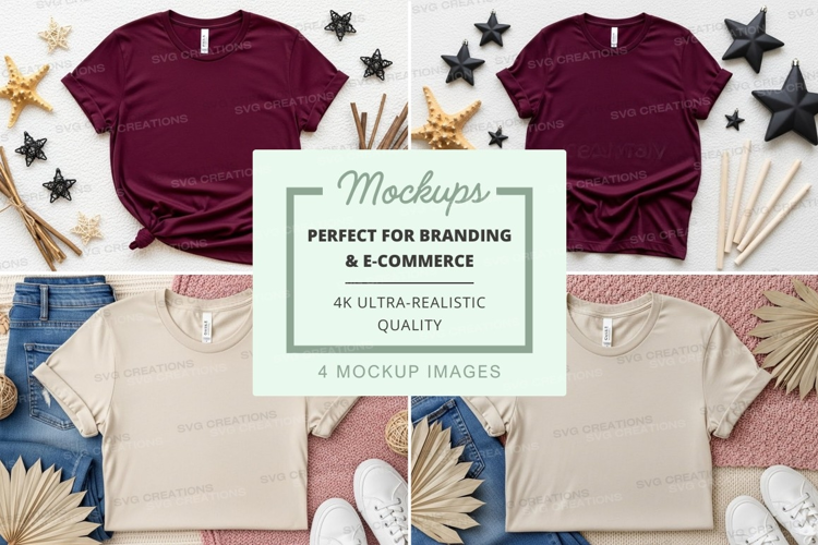 Mockup of t-shirts with decorative elements