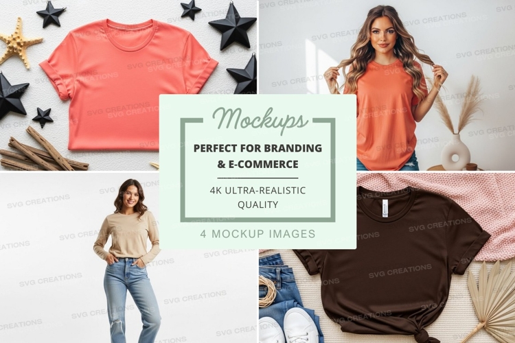 Mockup collection of casual t-shirts example image 1