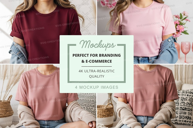 Casual t-shirts collection mockup